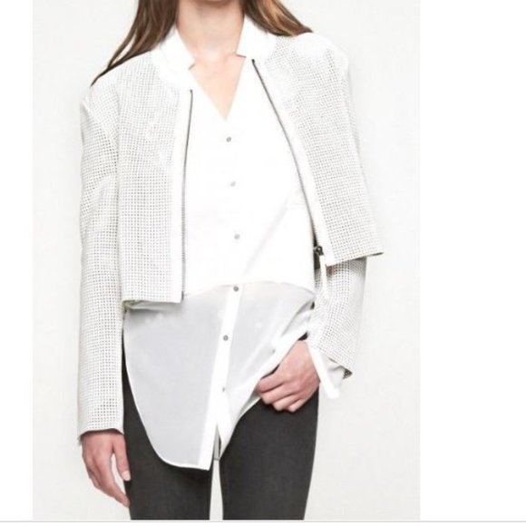 HELMUT LANG Optic White Sift Leather Jacket Small - Picture 12 of 15